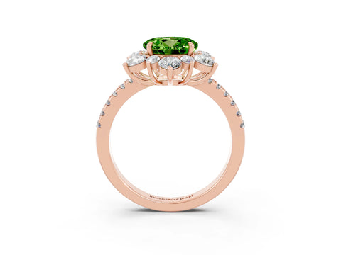 Rose gold Round Cut Cut Diamond Floral Halo Pave Band with Prong Setting_3