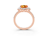 Rose gold Round Cut Cut Diamond Floral Halo Pave Band with Prong Setting_3