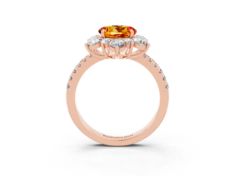 Rose gold Round Cut Cut Diamond Floral Halo Pave Band with Prong Setting_3
