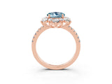 Rose gold Round Cut Cut Diamond Floral Halo Pave Band with Prong Setting_3