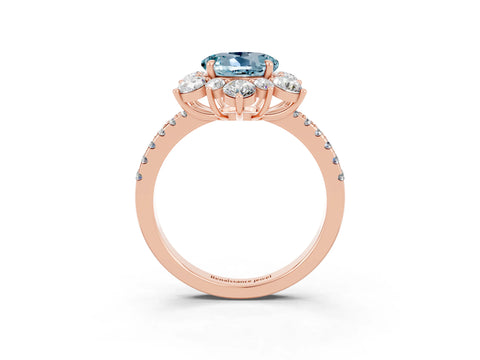 Rose gold Round Cut Cut Diamond Floral Halo Pave Band with Prong Setting_3