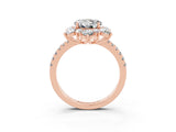 Rose gold Round Cut Cut Diamond Floral Halo Pave Band with Prong Setting_3
