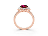 Rose gold Round Cut Cut Diamond Floral Halo Pave Band with Prong Setting_3