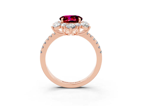 Rose gold Round Cut Cut Diamond Floral Halo Pave Band with Prong Setting_3