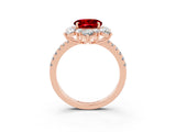 Rose gold Round Cut Cut Diamond Floral Halo Pave Band with Prong Setting_3