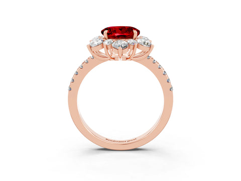 Rose gold Round Cut Cut Diamond Floral Halo Pave Band with Prong Setting_3