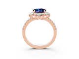 Rose gold Round Cut Cut Diamond Floral Halo Pave Band with Prong Setting_3