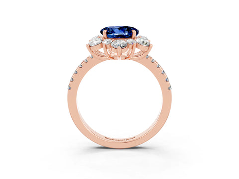 Rose gold Round Cut Cut Diamond Floral Halo Pave Band with Prong Setting_3