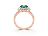 Rose gold Round Cut Cut Diamond Floral Halo Pave Band with Prong Setting_3