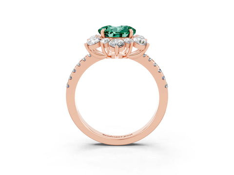 Rose gold Round Cut Cut Diamond Floral Halo Pave Band with Prong Setting_3