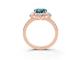 Rose gold Round Cut Cut Diamond Floral Halo Pave Band with Prong Setting_3