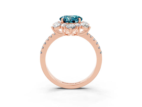 Rose gold Round Cut Cut Diamond Floral Halo Pave Band with Prong Setting_3