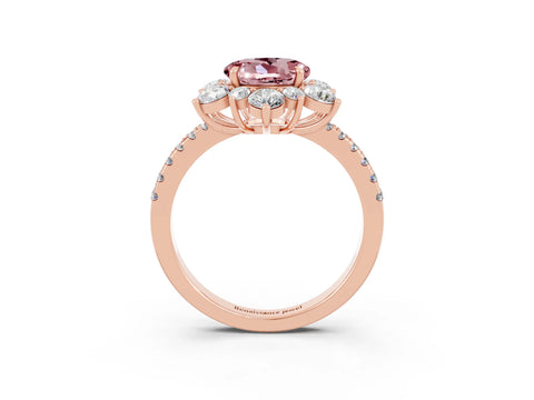 Rose gold Round Cut Cut Diamond Floral Halo Pave Band with Prong Setting_3