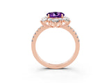 Rose gold Round Cut Cut Diamond Floral Halo Pave Band with Prong Setting_3