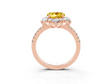 Rose gold Round Cut Cut Diamond Floral Halo Pave Band with Prong Setting_3