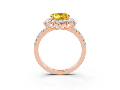 Rose gold Round Cut Cut Diamond Floral Halo Pave Band with Prong Setting_3
