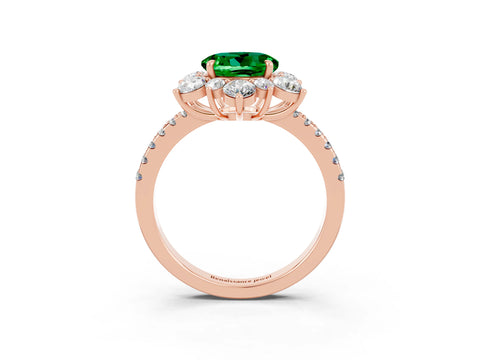 Rose gold Round Cut Cut Diamond Floral Halo Pave Band with Prong Setting_3