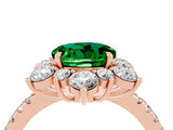 Rose gold Round Cut Cut Diamond Floral Halo Pave Band with Prong Setting_4