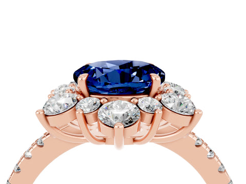 Rose gold Round Cut Cut Diamond Floral Halo Pave Band with Prong Setting_4
