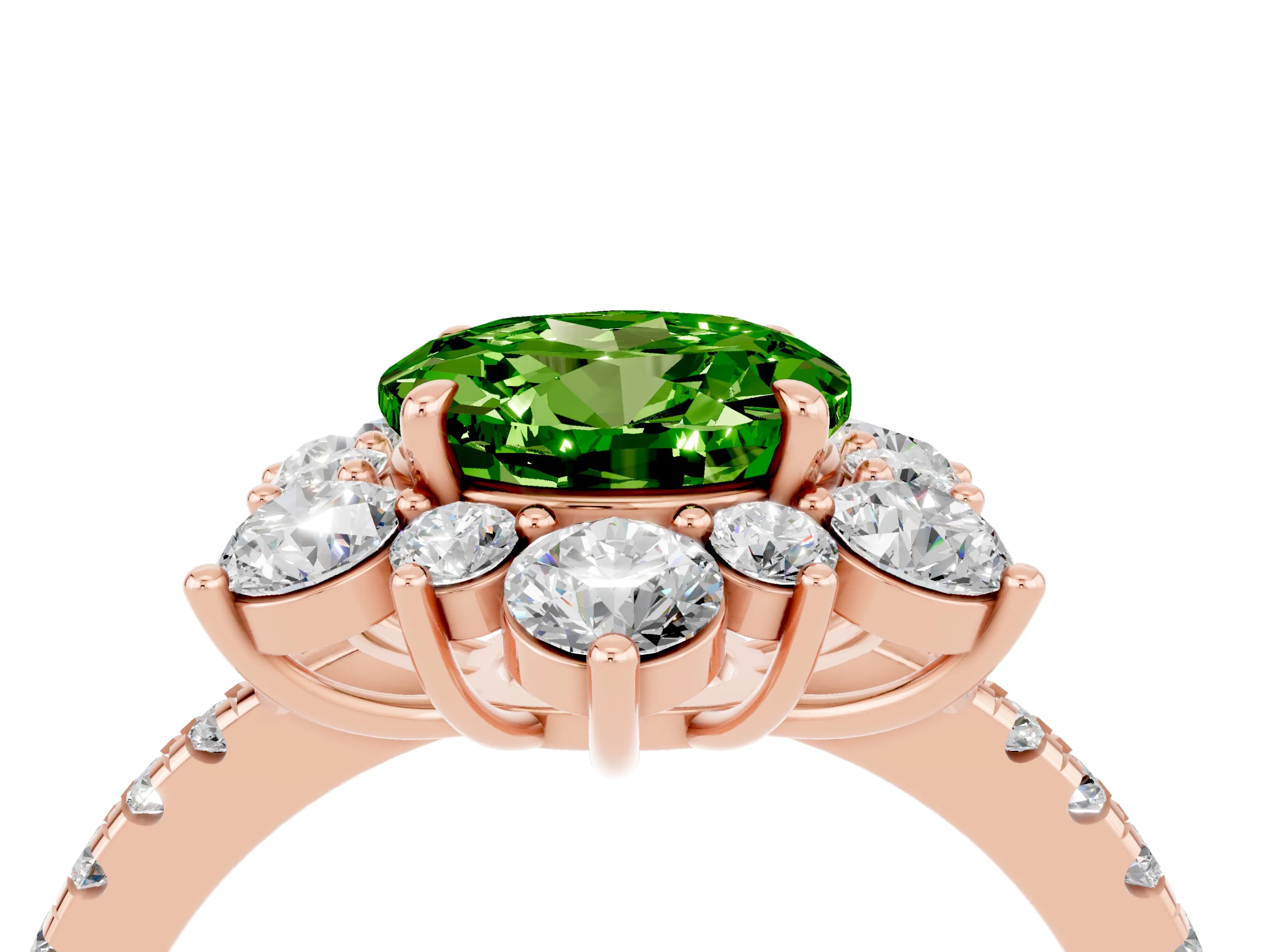 Rose gold Round Cut Cut Diamond Floral Halo Pave Band with Prong Setting_4