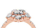 Rose gold Round Cut Cut Diamond Floral Halo Pave Band with Prong Setting_4