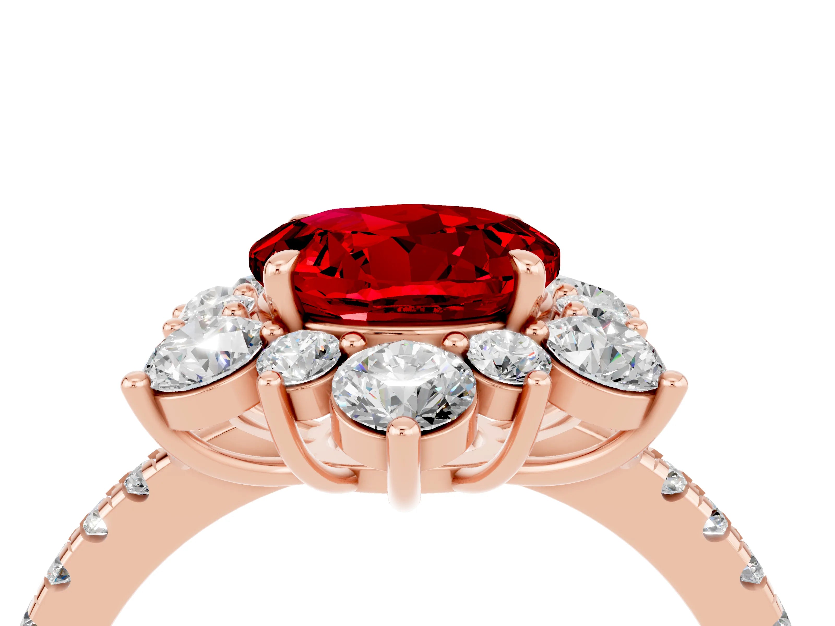 Rose gold Round Cut Cut Diamond Floral Halo Pave Band with Prong Setting_4