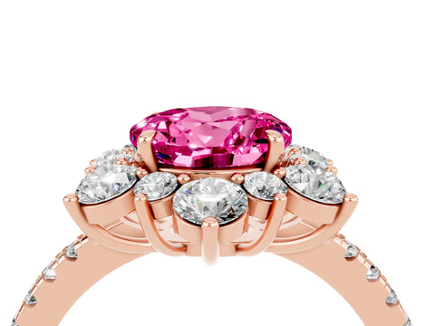 Rose gold Round Cut Cut Diamond Floral Halo Pave Band with Prong Setting_4