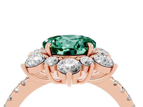 Rose gold Round Cut Cut Diamond Floral Halo Pave Band with Prong Setting_4