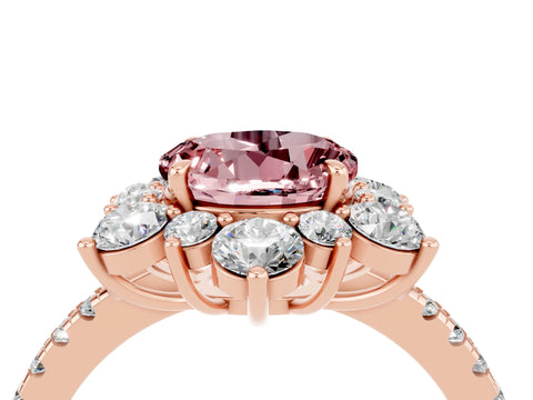 Rose gold Round Cut Cut Diamond Floral Halo Pave Band with Prong Setting_4
