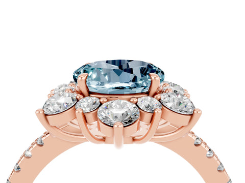 Rose gold Round Cut Cut Diamond Floral Halo Pave Band with Prong Setting_4