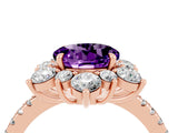 Rose gold Round Cut Cut Diamond Floral Halo Pave Band with Prong Setting_4