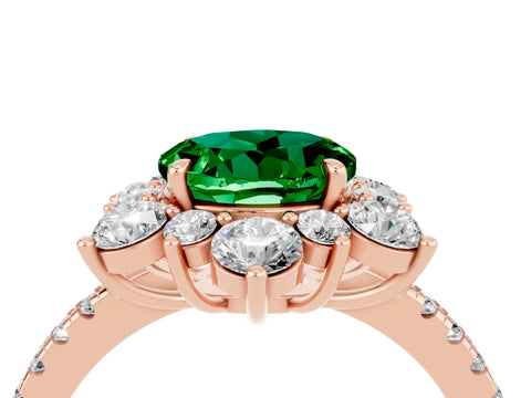 Rose gold Round Cut Cut Diamond Floral Halo Pave Band with Prong Setting_4