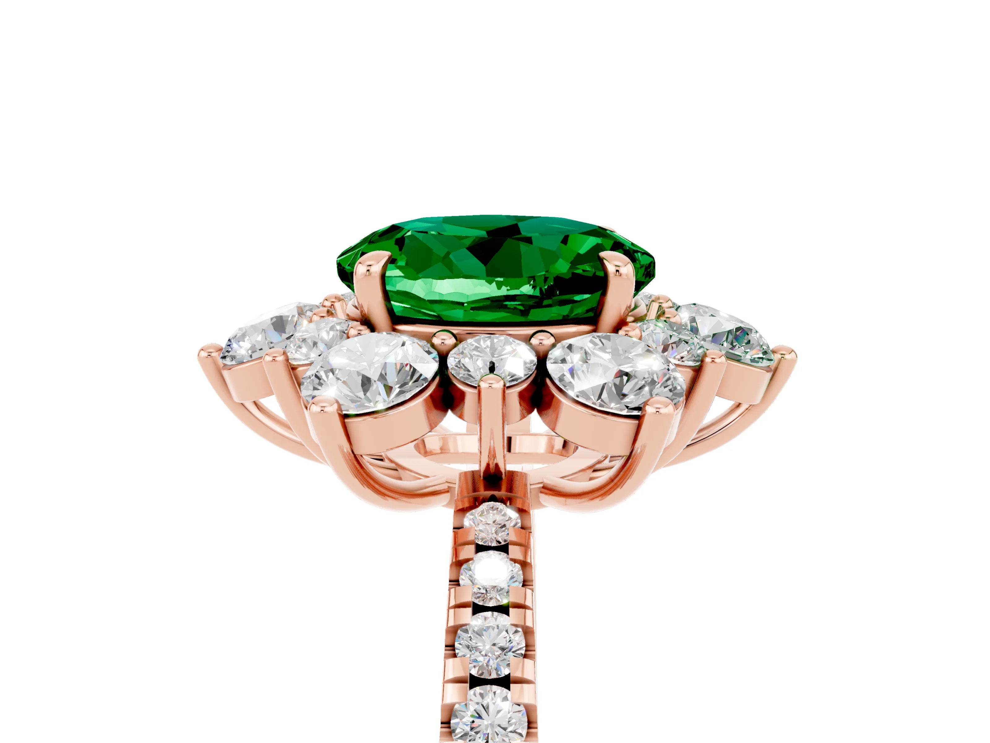 Rose gold Round Cut Cut Diamond Floral Halo Pave Band with Prong Setting_5