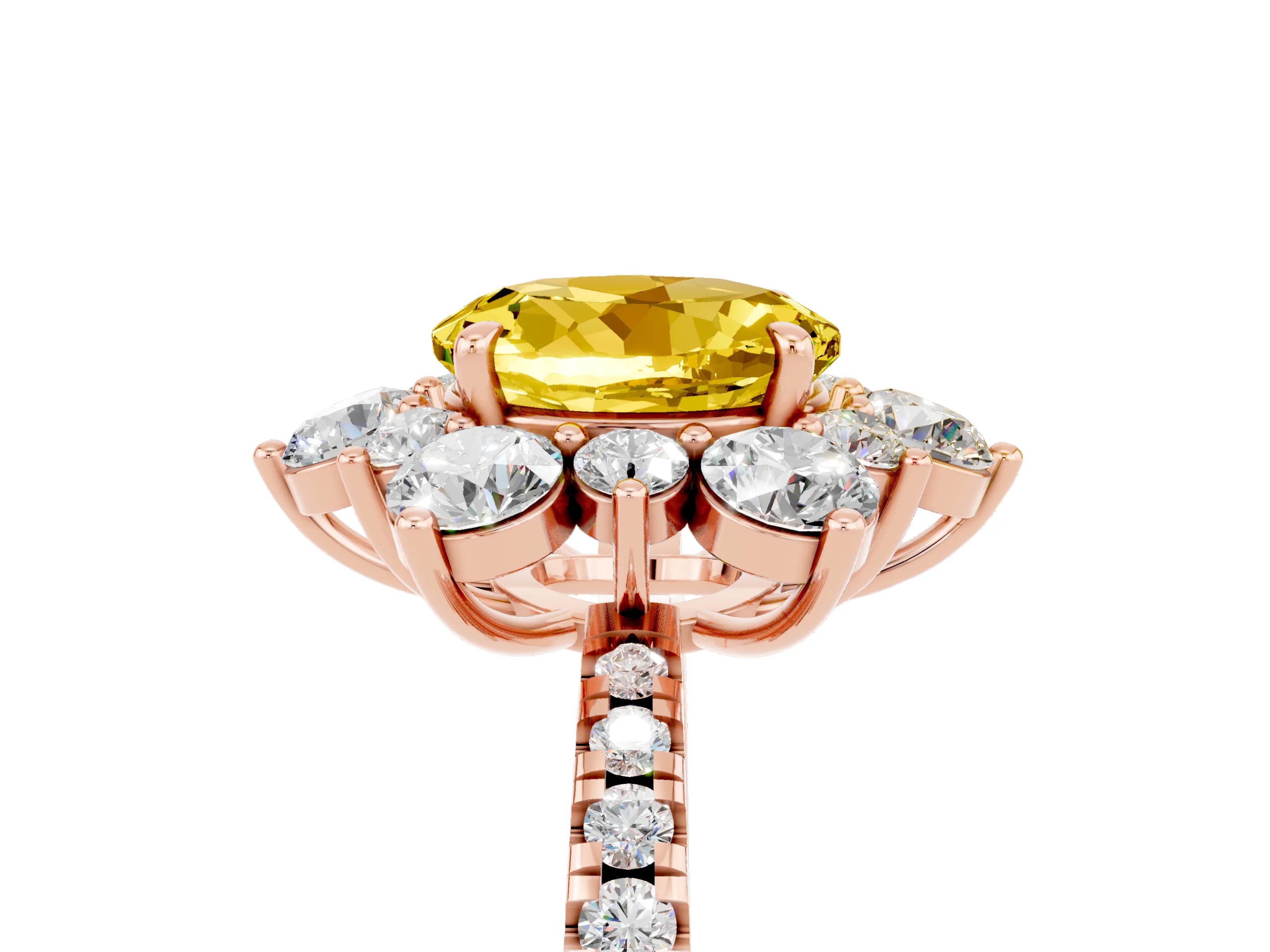 Rose gold Round Cut Cut Diamond Floral Halo Pave Band with Prong Setting_5