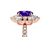 Rose gold Round Cut Cut Diamond Floral Halo Pave Band with Prong Setting_5