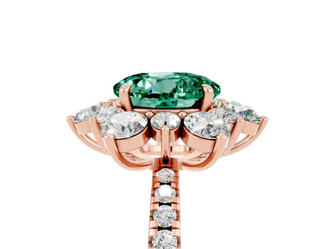Rose gold Round Cut Cut Diamond Floral Halo Pave Band with Prong Setting_5