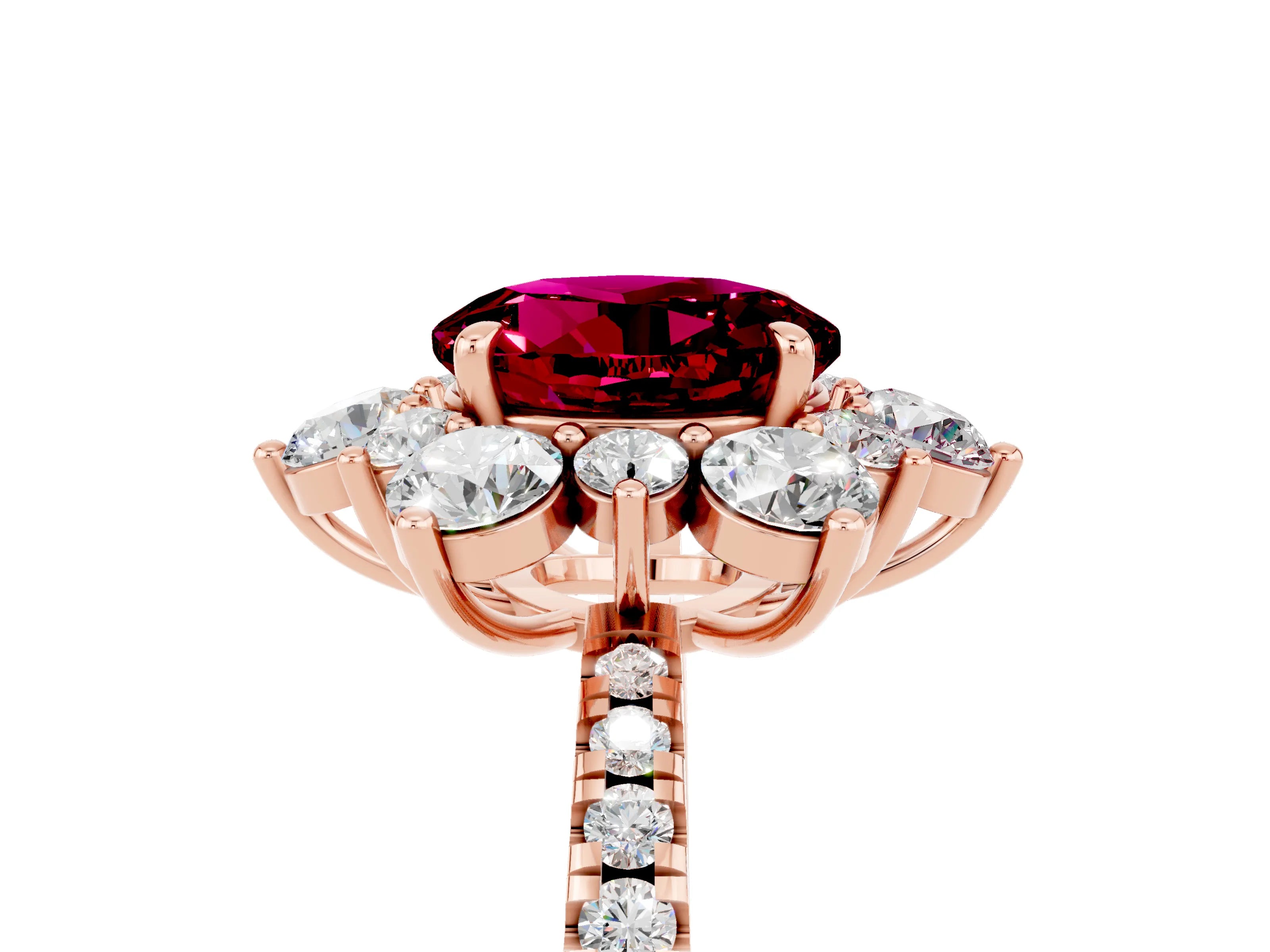 Rose gold Round Cut Cut Diamond Floral Halo Pave Band with Prong Setting_5