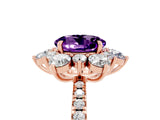 Rose gold Round Cut Cut Diamond Floral Halo Pave Band with Prong Setting_5