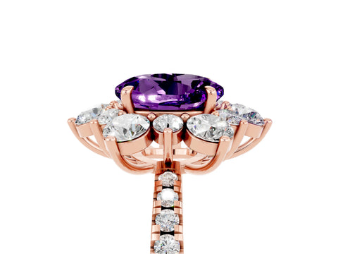 Rose gold Round Cut Cut Diamond Floral Halo Pave Band with Prong Setting_5