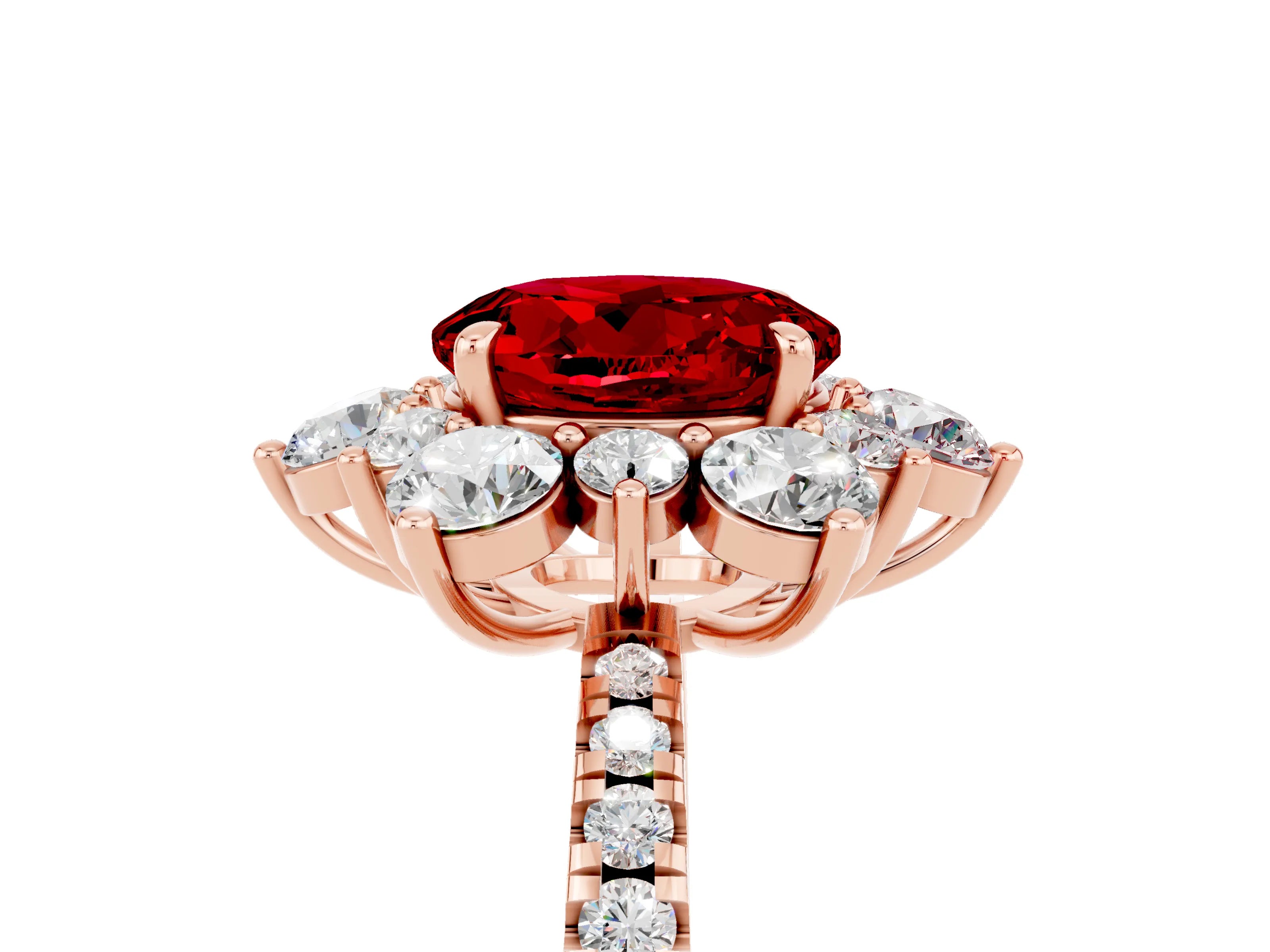 Rose gold Round Cut Cut Diamond Floral Halo Pave Band with Prong Setting_5