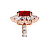 Rose gold Round Cut Cut Diamond Floral Halo Pave Band with Prong Setting_5