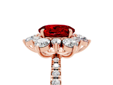 Rose gold Round Cut Cut Diamond Floral Halo Pave Band with Prong Setting_5