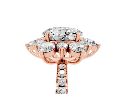 Rose gold Round Cut Cut Diamond Floral Halo Pave Band with Prong Setting_5