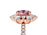 Rose gold Round Cut Cut Diamond Floral Halo Pave Band with Prong Setting_5