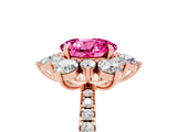 Rose gold Round Cut Cut Diamond Floral Halo Pave Band with Prong Setting_5