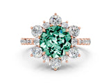 Rose gold Round Cut Cut Diamond Floral Halo Pave Band with Prong Setting