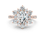 Rose gold Round Cut Cut Diamond Floral Halo Pave Band with Prong Setting