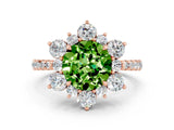 Rose gold Round Cut Cut Diamond Floral Halo Pave Band with Prong Setting