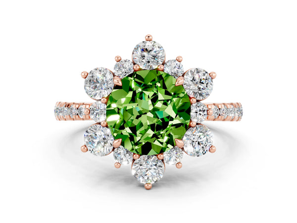 Rose gold Round Cut Cut Diamond Floral Halo Pave Band with Prong Setting