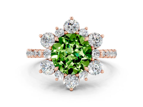 Rose gold Round Cut Cut Diamond Floral Halo Pave Band with Prong Setting